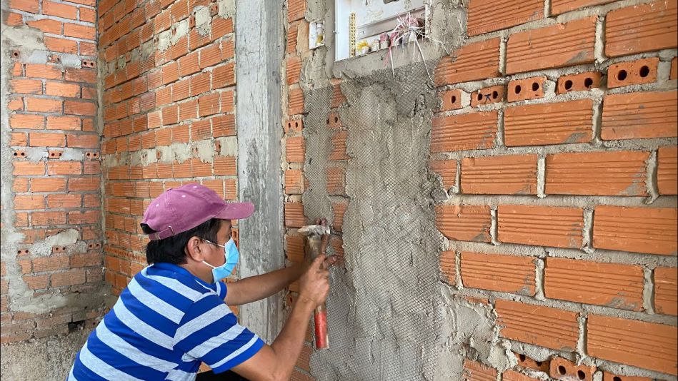 TCVN 9377-2:2012 về công tác trát trong xây dựng Đóng lưới thép trát tường